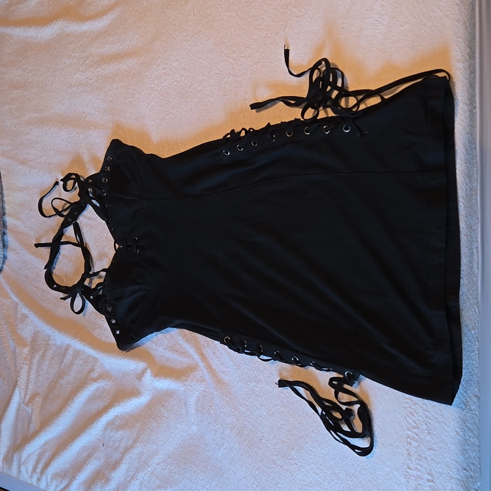 Punk Rave Halter mini dress, black, size small